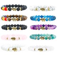 Gemstone Bracelets, with Tibetan Style bead, different materials for choice & Unisex & with rhinestone, more colors for choice, 8mm, Length:Approx 7.48 Inch, Sold By PC
