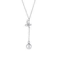 925 Sterling Silver Necklaces, with Shell Pearl, with 1.96 inch extender chain, plated, for woman, more colors for choice, Length:Approx 15.74 Inch, Sold By PC