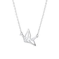 925 Sterling Silver Necklaces, with 1.96 inch extender chain, Thousand Origami Cranes, plated, for woman & hollow, more colors for choice, 14.50x11mm, Length:Approx 15.74 Inch, Sold By PC