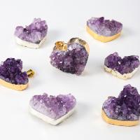 Quartz Gemstone Pendants, Tibetan Style, with Amethyst, Heart, polished, DIY, more colors for choice, nickel, lead & cadmium free, 3-3.5cm, Sold By PC