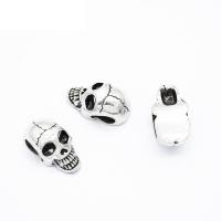 Tibetan Style Beads, Skull, antique silver color plated, Halloween Design & DIY & Halloween Jewelry Gift, nickel, lead & cadmium free, 21x11x9mm, Hole:Approx 4mm, Sold By PC