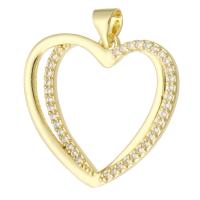 Cubic Zirconia Micro Pave Brass Pendant, Heart, gold color plated, fashion jewelry & DIY & micro pave cubic zirconia & for woman, golden, 25.50x23x4mm, Hole:Approx 3mm, 10PCs/Lot, Sold By Lot