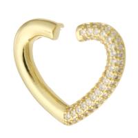 Cubic Zirconia Micro Pave Brass Pendant, Heart, gold color plated, fashion jewelry & DIY & micro pave cubic zirconia & for woman & double-hole, golden, 23x20x7mm, Hole:Approx 2mm, 10PCs/Lot, Sold By Lot