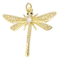 Cubic Zirconia Micro Pave Brass Pendant Dragonfly gold color plated fashion jewelry & DIY & micro pave cubic zirconia & for woman golden Approx 2mm Sold By Lot