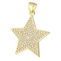 Cubic Zirconia Micro Pave Brass Pendant Star gold color plated fashion jewelry & DIY & micro pave cubic zirconia & for woman golden Approx 3mm Sold By Lot