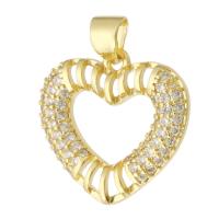 Cubic Zirconia Micro Pave Brass Pendant, Heart, gold color plated, fashion jewelry & DIY & micro pave cubic zirconia & for woman, golden, 19x18x2.50mm, Hole:Approx 3mm, 10PCs/Lot, Sold By Lot