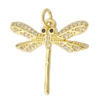 Cubic Zirconia Micro Pave Brass Pendant, Dragonfly, gold color plated, fashion jewelry & DIY & micro pave cubic zirconia & for woman, golden, 22x19x2.50mm, Hole:Approx 2mm, 10PCs/Lot, Sold By Lot