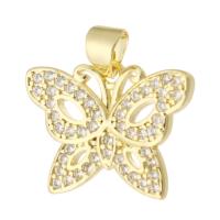 Cubic Zirconia Micro Pave Brass Pendant Butterfly gold color plated fashion jewelry & DIY & micro pave cubic zirconia & for woman golden Approx 3mm Sold By Lot
