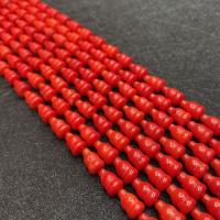 Perles de corail synthétiques, calebasse, DIY, rouge, 6x10mm, Vendu par Environ 38 cm brin