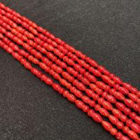 Perles de corail synthétiques, calebasse, DIY, rouge, 5x11mm, Vendu par Environ 38 cm brin