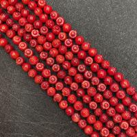 Synthetische Korallen Perlen, DIY, rot, 6mm, verkauft per ca. 38 cm Strang