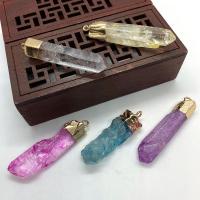 Crystal Pendant, with Brass, irregular, gold color plated, dyed & Unisex, more colors for choice, 10x39-15x51mm, Sold By PC
