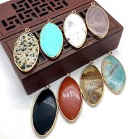 Biżuteria wisiorki kamienie, Kamień naturalny, ze Mosiądz, Końskie oko, Platerowane w kolorze złota, do wyboru różne materiały & dla obu płci, dostępnych więcej kolorów, 21x45mm, sprzedane przez PC