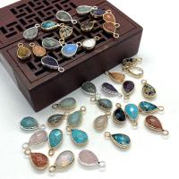 Gemstone Pendants Jewelry Natural Stone with Brass Teardrop gold color plated Unisex & faceted Sold By PC