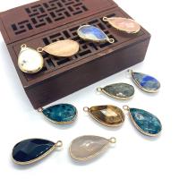 Gemstone Pendants Jewelry Natural Stone with Brass Teardrop gold color plated & Unisex & faceted Sold By PC