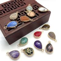 Gemstone Pendants Jewelry Natural Stone with Brass Teardrop gold color plated DIY & faceted & 1/1 loop Sold By PC