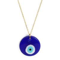 Evil Eye Jewelry Necklace, Brass, with Lampwork, gold color plated, Unisex & different styles for choice, more colors for choice, nickel, lead & cadmium free, Length:Approx 38 cm, Sold By PC