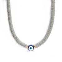 Collier Evil Eye bijoux, argile de polymère, avec perle de plastique & laiton, Placage de couleur d'or, pour femme, plus de couleurs à choisir, Longueur:Environ 45 cm, Vendu par PC
