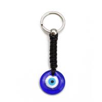 Bag Purse Charms Keyrings Keychains Lampwork with Iron silver color plated Unisex & evil eye pattern Sold By PC