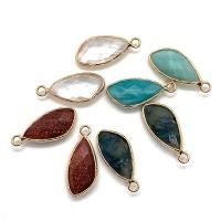 Gemstone Pendants Jewelry, Natural Stone, with Brass, gold color plated, different materials for choice & Unisex & faceted, more colors for choice, 11x26mm, Sold By PC