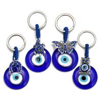 Bag Purse Charms Keyrings Keychains Zinc Alloy with Glass silver color plated & Unisex & evil eye pattern & with rhinestone 90mm Sold By PC