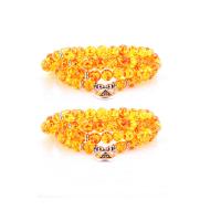 Wrap Bracelet Resin with Zinc Alloy Round silver color plated multilayer & Unisex yellow Sold Per Approx 34.65 Inch Strand