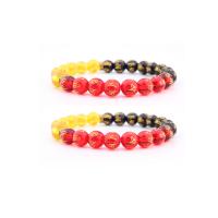 Crystal Bracelets, with Tibetan Style, Round, gold color plated, elastic & Unisex, mixed colors, 8mm, Length:7.5 Inch, Sold By PC