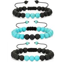 Gemstone Bracelets Lava with Abrazine Stone & Polyester Cord & Turquoise Round elastic & Unisex 8mm Length 7.5 Inch Sold By PC