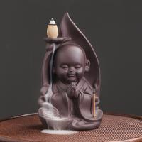 Backflow Incense Burner, Purple Clay, half handmade, for home and office & durable & multifunctional, 87x71x152mm, Sold By PC