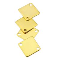Stainless Steel Connector, 201 Stainless Steel, Square, Galvanic plating, fashion jewelry & Unisex, golden, 9.50x9.50mm, Hole:Approx 1mm, Sold By PC