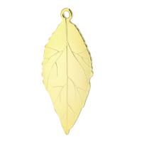 Stainless Steel Pendants, 201 Stainless Steel, Leaf, Galvanic plating, fashion jewelry & Unisex, golden, 16x37x1.50mm, Hole:Approx 1.5mm, Sold By PC