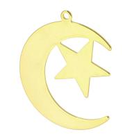 Stainless Steel Pendants, 201 Stainless Steel, Moon and Star, Galvanic plating, fashion jewelry & Unisex, golden, 24x30x1mm, Hole:Approx 1mm, Sold By PC