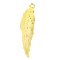 Stainless Steel Pendants, 201 Stainless Steel, Leaf, Galvanic plating, fashion jewelry & Unisex, golden, 10x38x1.50mm, Hole:Approx 1.5mm, Sold By PC