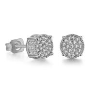 Cubic Zirconia Micro Pave Brass Earring fashion jewelry & micro pave cubic zirconia & for man nickel lead & cadmium free 7mm Sold By Pair