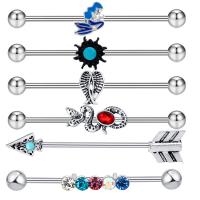 304 Stainless Steel straight barbell polished 6 pieces & fashion jewelry & Unisex mixed colors Sold By Set