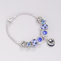 Lampwork Bracelets Zinc Alloy with Lampwork platinum plated & micro pave cubic zirconia & for woman 190mm Sold By PC