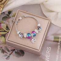 European Bracelet Zinc Alloy with Lampwork rose gold color plated & micro pave cubic zirconia & for woman 230mm Sold By PC