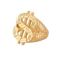 Brass Finger Ring Dollar Sign gold color plated Adjustable & for woman 23mm Sold By PC
