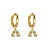 Cubic Zirconia Micro Pave Brass Earring, gold color plated, different styles for choice & micro pave cubic zirconia & for woman, multi-colored, Sold By Pair