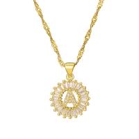 Cubic Zircon Micro Pave Brass Necklace, Titanium Steel, gold color plated, different styles for choice & micro pave cubic zirconia & for woman, 15mm, Length:Approx 17.7 Inch, Sold By PC