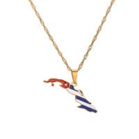 Titanium Steel Necklace, plated, Unisex & enamel, multi-colored, 35mm, Length:Approx 19.68 Inch, Sold By PC