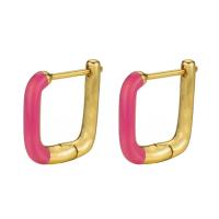 Brass Huggie Hoop Earring, gold color plated, for woman & enamel, more colors for choice, 18x15mm, Sold By Pair