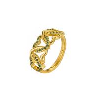 Cúbicos Circonia Micro Pave anillo de latón, metal, chapado en color dorado, Ajustable & micro arcilla de zirconia cúbica & para mujer, más colores para la opción, 20mm, Vendido por UD