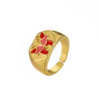 Ring Finger mosiądz, Platerowane w kolorze złota, Regulowane & dla kobiety & emalia, dostępnych więcej kolorów, 20mm, sprzedane przez PC