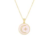 Cubic Zircon Micro Pave Brass Necklace, gold color plated, micro pave cubic zirconia & for woman & enamel, more colors for choice, 20x18mm, Length:Approx 17.7 Inch, Sold By PC