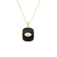 Cubic Zircon Micro Pave Brass Necklace, gold color plated, micro pave cubic zirconia & for woman & enamel, more colors for choice, 17x22mm, Length:Approx 19.69 Inch, Sold By PC