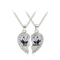 Couple Necklace Zinc Alloy with 1.96inch extender chain Heart silver color plated 2 pieces & Unisex & enamel & with rhinestone nickel lead & cadmium free Length Approx 17.7 Inch Sold By Lot