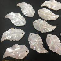 Pingentes de concha, American Shell, Folha, esculpidas, DIY, branco, 28x16mm, vendido por PC