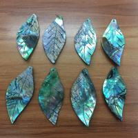 Natural Abalone Shell Pendants Leaf Carved DIY multi-colored Sold By PC