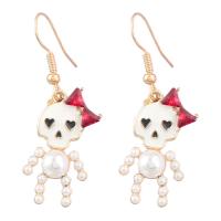 Zinc Alloy Drop Earrings with Plastic Pearl Halloween Jewelry Gift & for woman & enamel nickel lead & cadmium free Sold By Pair